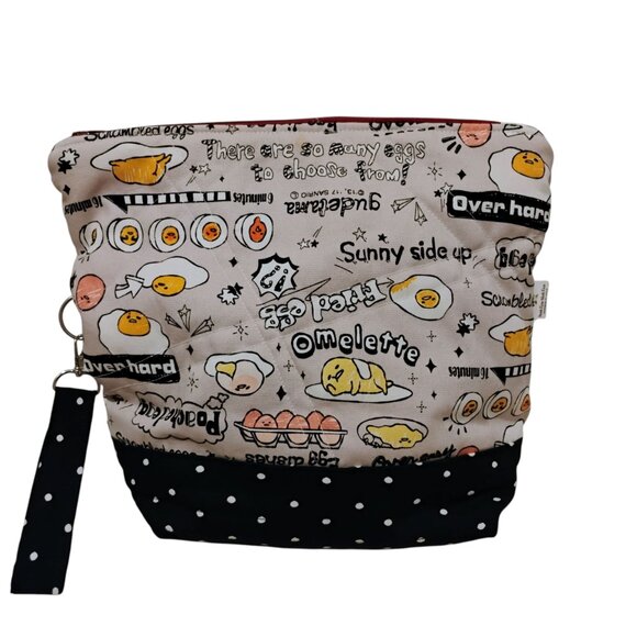 Gudetama Bag Large 10"x12"x5" Quilted Fabric Cosmetic Pouch Lunch Bag Projects - Picture 1 of 8